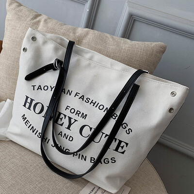

2019 new Japanese&Korean canvas simple handbag casual shoulder bag breathable Joker street travel bag