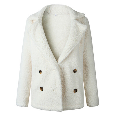 

Fashion Woman Fake Fur Coat Loose Long Sleeve Warm Fleece Suit Jacket Outwear