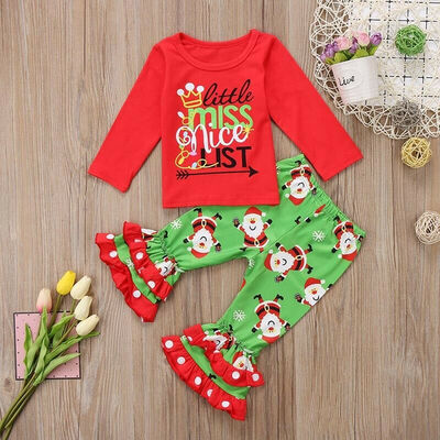 

Christmas Child Baby Christmas Long Sleeve Letter Tops Pants Outfit Set Clothes