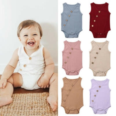 

Newborn Kids Baby Boy Girl Summer Clothes Solid Romper Jumpsuit Cotton Bodysuit