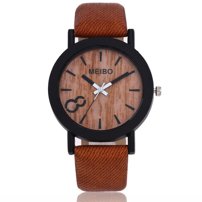 

Explosion models imitation wood grain watch mens casual belt quartz watch