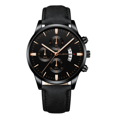 

Gobestart Mens Fashion Sport Stainless Steel Case Leather Band Quartz Analog Wrist Watch