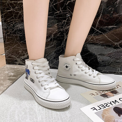 

Gao Gang canvas shoes female graffiti hand-painted hip-hop ins street beat sports port windboard shoes tide students original fla