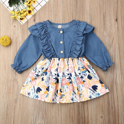

Newborn Kids Baby Girls Long Sleeve Floral Dress Ruffle Tutu Skirts