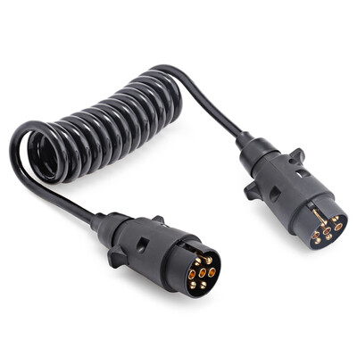 

T23489 7 Pin Trailer Wiring Connector N-type Plastic Plug 150CM Spring Cable for European Vehicle