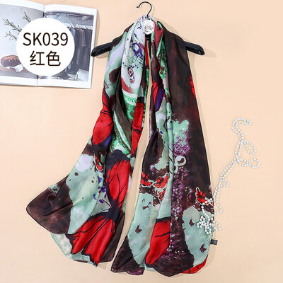 

Spring&summer new silk scarf pastoral printing big butterfly sunscreen shawl beach towel wholesale SK039
