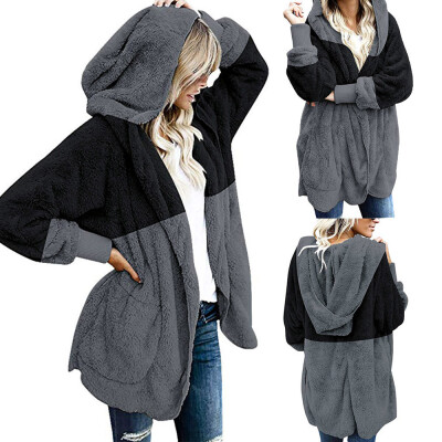 

Roseonmyhand Womens Oversized Open Front Hooded Draped Pockets Cardigan Coat