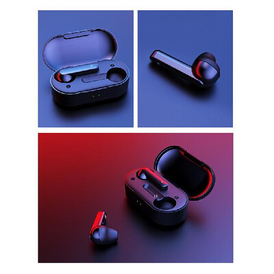 

QCY T3 HiFi BT 50 Wireless Earphone Half In-ear Headphone Outdoor Headset Black Noise Reduction With 600mAh Charging Case Black