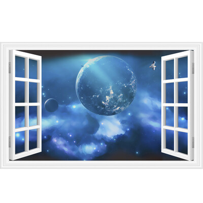 

〖Follure〗3D Star Galaxy Space Home Decor Art Fake Window New Wall Removable Stickers A