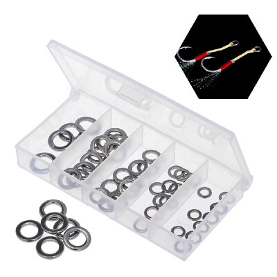 

50PCS Solid Rings Stainless Steel Fishing Lures Jigging Tackle Connector Accessory