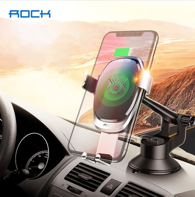 

ROCK Car Phone Holder Car Wireless Charger Gravity Stand Car Phone Holder Suction Cup Apple Samsung Charger Silver