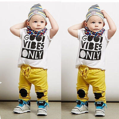 

Letters Print 2pcs Toddler Baby Boy T-shirt TopsLong Pant Trousers Outfits Clothing Set