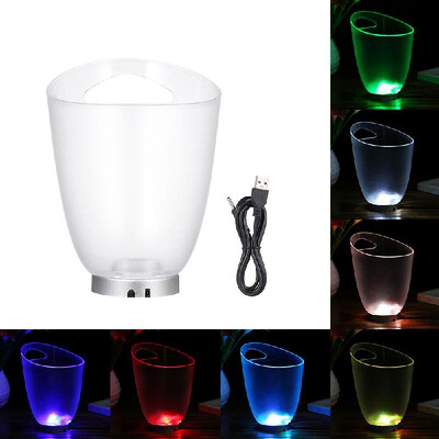 

4L High Capacity 4 LED RGB Light Lamp Ice Bucket Curve Design Automatic Color Changing Static Color Battery Powered USB Operated