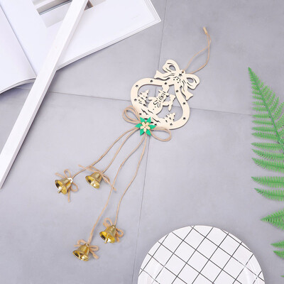 

Christmas Wooden Pendant With Bell Hanging Door Decorations Xmas Tree Home Party Ornaments