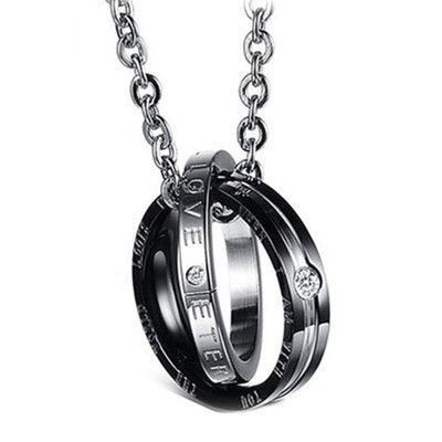 

Necklace Inlaid Diamond Double Ring Pendant Pendant Double Steel Ring Luxury &necklace