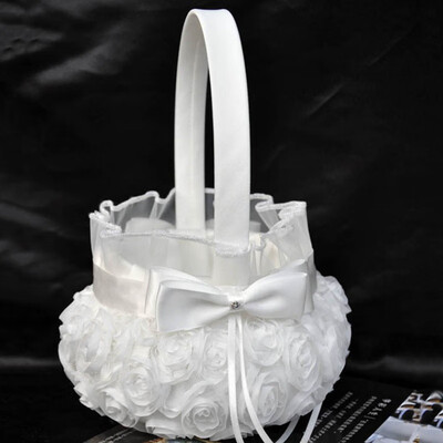 

New Hot Bow Decoration Western-style Wedding Flower Basket Embroidered Lace Bridal Flower Basket
