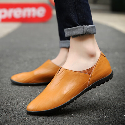 

2019 summer Korean casual shoes mens leather British wind peas shoes mens trend driving shoes a pedal shoes