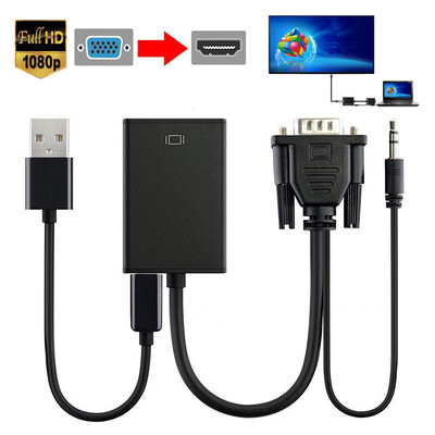 

High Quality HDMI to VGA Adapter Male To Famale Converter Adapter 1080P Digital to Analog Video Audio For PC Laptop Tablet