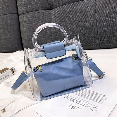 

2019 Fashion PVC Jelly Bag Women Transparent Shoulder Messenger Bags Clear Crossbody Bag Female Small Tote T3G