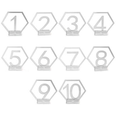 

Mirror Wedding Seat Card Hexagon Table Number Signs for Birthday Decoration