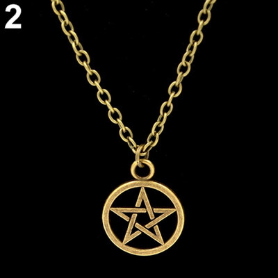 

Women Men Round Hollow Star Pentagram Pendant Necklace Xmas Gift Cool Jewelry