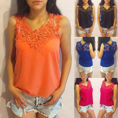 

Fashion Sexy Women Summer Lace Vest Top Sleeveless Blouse Casual Tank Tops T-Shirt