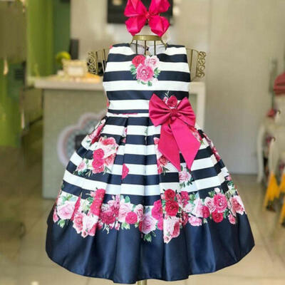 

Princess Rose Flower Dress Kids Flower Girls Bowknot Christmas Costumes Party