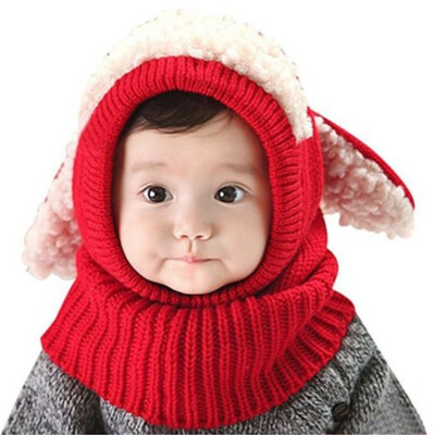 

Baby Boys Girls Beanie Hat Cap Cute 3D Sheep Ears Winter Warm Knit Hat&Scarf