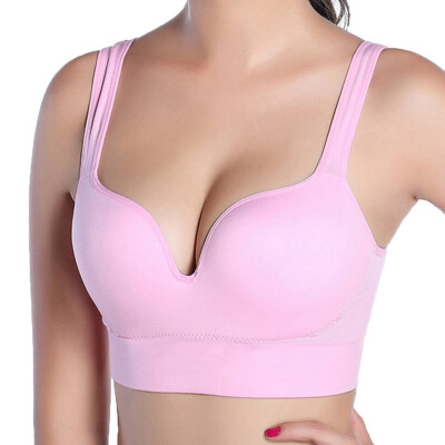 

Toponeto New Fashion Women Sports Bra Gather Vest Wireless Running Fitness Underwear