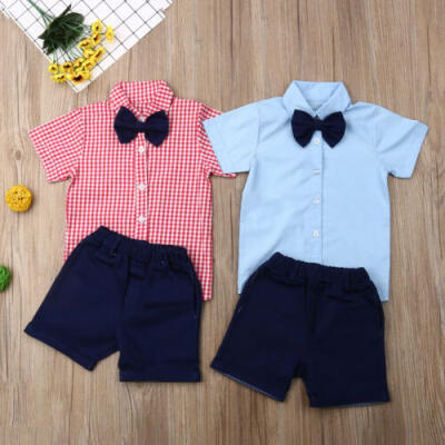 

UK Baby Boy Kids Wedding Formal Suit Bowtie Gentleman TopsShorts Outfit Clothes