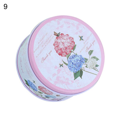 

Flower Flamingo Print Tinplate Wedding Candy Storage Box Round Trinket Organizer