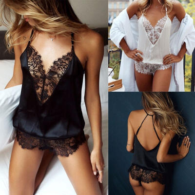 

Womens Black Lace Sleeveless Bodycon Bodysuit Lingerie Playsuit Romper Jumpsuit