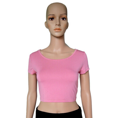 

20 Colors Summer Women Sexy Crop Tops Cropped O-neck Casual Short Sleeve T-Shirts Short Tops
