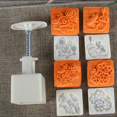 

Toponeto Mooncake Mold Flower Mid-autumn Festival Hand Press Moon Cake Cutter Molds Set