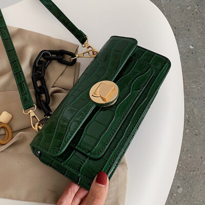 

Womens bag new 2019 crocodile grain oblique bag woman 100 fashion chain handbag single shoulder small square bag