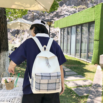 

New Fashion Womens Portable Backpack Casual Wild Plaid Printing Backpack