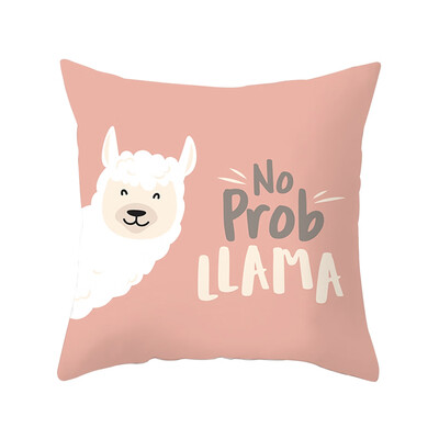 

8 Patterns 18X18Inch Cute Alpaca Pillowcase Car Sofa Peach Skin Cushion Cover Home Decor