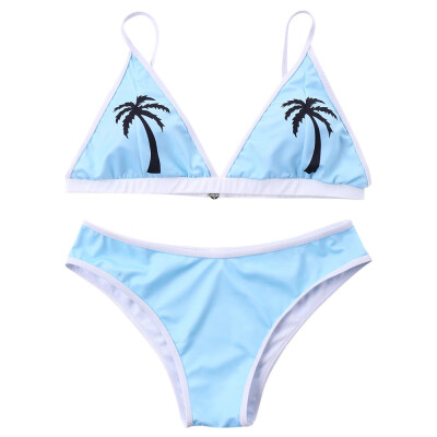 

Coconut Tree Print Spaghetti Strap Skimpy Bikini