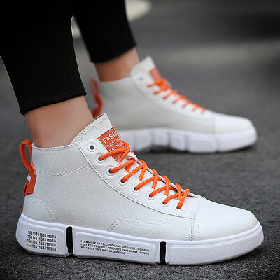 

Summer Mens Shoes Slim Sports&Leisure Canvas Shoes Autumn High-Up White Shoes&Tide Shoes