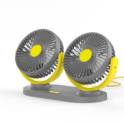 

Car fan 12V 24V General Motors usb electric fan silent truck shaking head double head fan wholesale Grayish