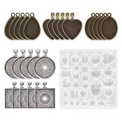 

31Pcs DIY Silicone Resin Molds Pendant Jewelry Molds Crystal Craft Kit for DIY Jewelry Craft Making