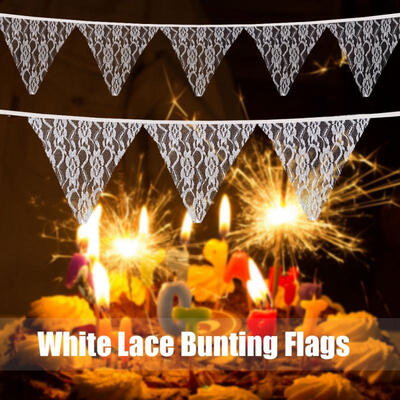 

Greensen White Lace Bunting Flags Banner Wedding Party Holiday Celebration Ornaments Decoration