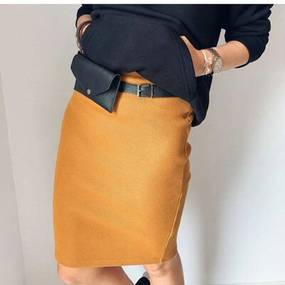 

Gobestart Womens Elastic Waist Stretch Bodycon Solid Split Mini Formal Pencil Skirt