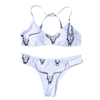 

Cute Halterneck Printed Bikini Set For Women