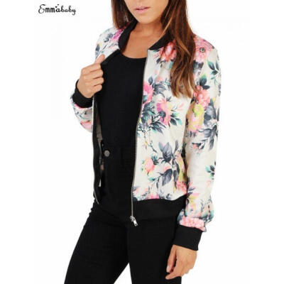 

Winter Women Ladies Flower Jacket Coats Zip Up Biker Flight Casual Top Coat Outwear