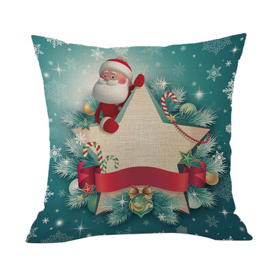 

Tailored Happy Christmas Pillow Cases Linen Sofa Cushion Cover Home Decor Pillow Core