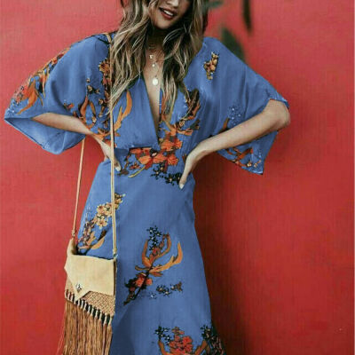 

Women Summer Boho Long Maxi Dress Cocktail Party Beach Dresses Slit Sundress