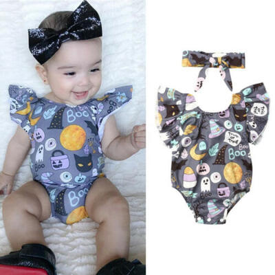 

US Newborn Infant Boy Baby Girl Halloween Bodysuit Romper Jumpsuit Clothes 2PCS