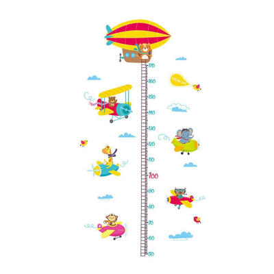 

2pcs Animal Aircraft Cartoon Height Ruler Wall Stickers Kindergarten Decals