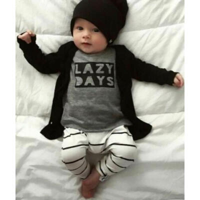 

Toddler Newborn Baby Boy Girl 2pcs Cotton T-shirt TopsPants Outfits Set Clothes